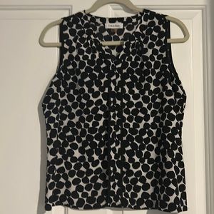 Calvin Klein Size PM Polka Dot Sleeveless Blouse Top